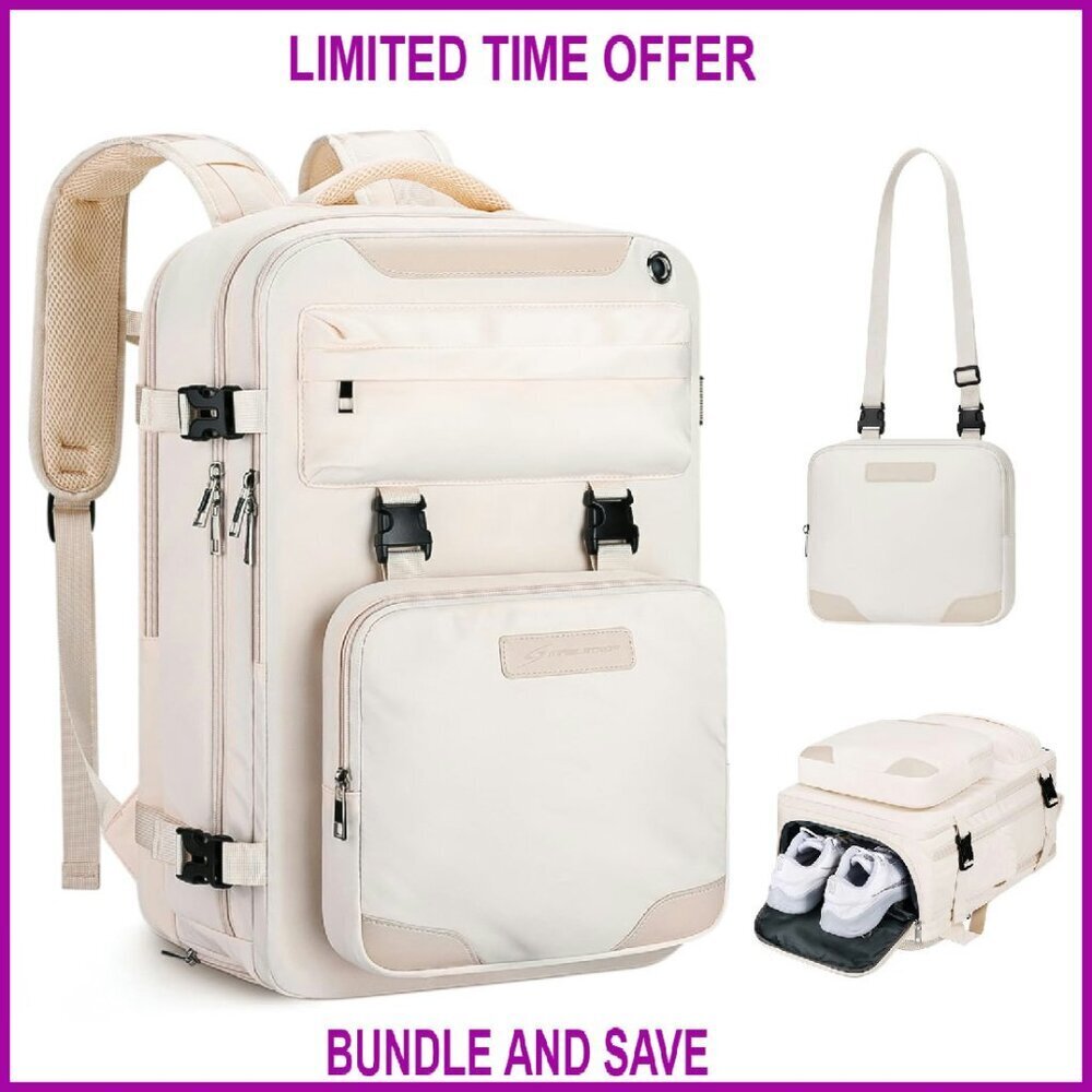 25L Waterproof Travel Backpack with Laptop Compartment & Detachable Crossbody